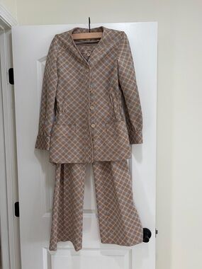 VTG 70s Koret of California Plaid Set 2pc Blouse Pants Size 8 Fits XS/S.